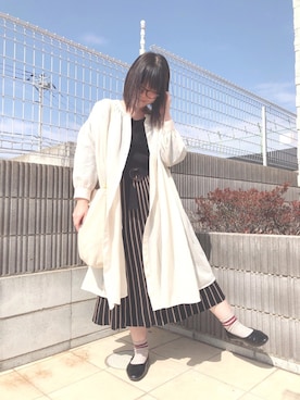 「natural couture（ナチュラルクチュール）の配色ニットプリーツワンピース（ワンピース）」を使った、ぷーさん（レディース・159cm）の春コーディネート