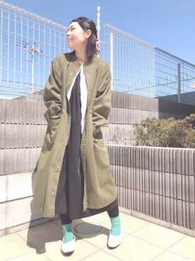 「ハーフアップ」｜「アイテム（ジャケット/アウター）」を使った、ぷーさん（レディース・159cm）の春コーディネート