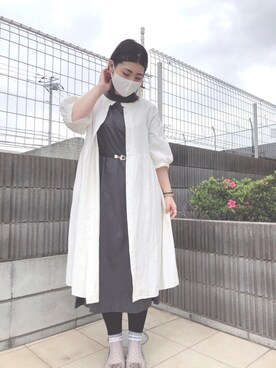 「Samansa Mos2（サマンサ モスモス）のドビーギャザー前後着ワンピース（ワンピース）」を使った、ぷーさん（レディース・159cm）の春コーディネート