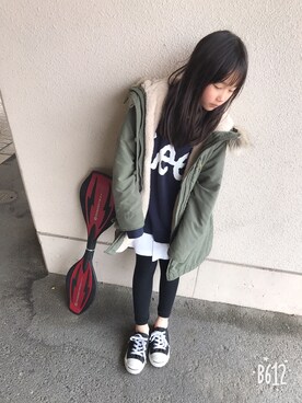 「Lee（リー）のアイテム（Tシャツ/カットソー）」を使った、smile☺︎さん（キッズ・127cm）の春コーディネート