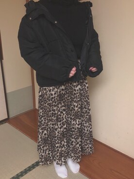 Uchika さんの「レオパードorパイソン アニマル柄プリーツスカート」を使ったコーディネート
