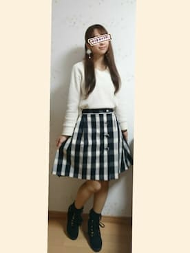 「膝上スカート」｜みぽりんさん（レディース・153cm）の秋コーディネート