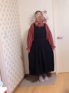 「Samansa Mos2（サマンサ モスモス）のオーバーレースエプロンワンピース（ワンピース）」を使った、　ゆきち♡　(･×･)　　　　さん（レディース・153cm）の冬コーディネート