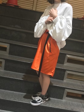 「オレンジスカート」｜Ayaki Taguchiさん（レディース・158cm）の冬コーディネート