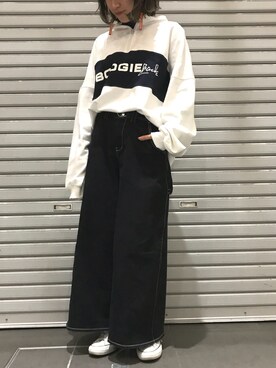 「メンズライクコーデ」｜「アイテム（チノパンツ）」を使った、Ayaki Taguchiさん（レディース・158cm）の冬コーディネート
