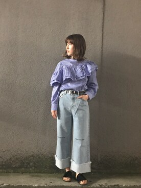 「フリルトップス」｜Ayaki Taguchiさん（レディース・158cm）の春コーディネート