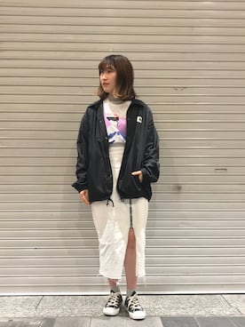 「Carhartt（カーハート）のアイテム（ジャケット/アウター）」を使った、Ayaki Taguchiさん（レディース・158cm）の春コーディネート