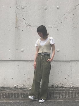 「ROSE BUD（ローズバッド）のアイテム（キャミソール）」を使った、Ayaki Taguchiさん（レディース・158cm）の夏コーディネート