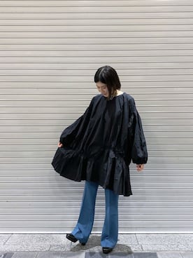 「WHO'S WHO gallery（フーズフーギャラリー）のチャンキーヒールショートブーツ/スクエアトゥ/太ヒール（ブーツ）」を使った、Ayaki Taguchiさん（レディース・158cm）の秋コーディネート