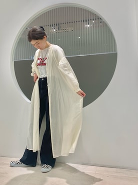 「Ungrid（アングリッド）のロゴ発砲プリントTee（Tシャツ/カットソー）」を使った、Ayaki Taguchiさん（レディース・158cm）の春コーディネート