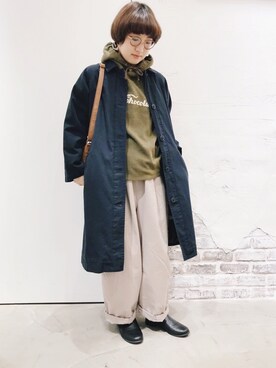 「サマンサモスモス」｜「アイテム（ステンカラーコート）」を使った、ささき｟名古屋/イオンモール大高｠さん（レディース・152cm）の冬コーディネート