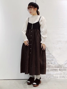 「レースブラウス」｜「アイテム（ハンチング/ベレー帽）」を使った、ささき｟名古屋/イオンモール大高｠さん（レディース・152cm）の夏コーディネート