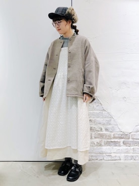 「レースワンピース」｜「アイテム（その他アウター）」を使った、ささき｟名古屋/イオンモール大高｠さん（レディース・152cm）の秋コーディネート