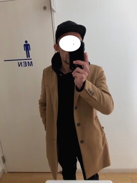 「INHERIT（インヘリット）のアイテム（チェスターコート）」を使った、akさん（メンズ・169cm）の冬コーディネート