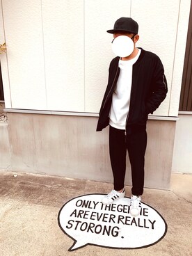 「no brand（ノーブランド）のアイテム（MA-1）」を使った、akさん（メンズ・169cm）の春コーディネート