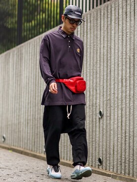 「バーバリー」｜「アイテム（キャップ）」を使った、BFさん（メンズ・175cm）の春コーディネート