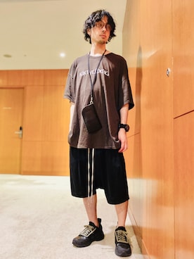 「RICK OWENS」｜「アイテム（財布/小物）」を使った、BFさん（メンズ・175cm）の夏コーディネート