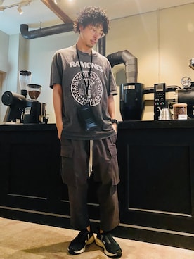 「RICK OWENS」｜「アイテム（財布/小物）」を使った、BFさん（メンズ・175cm）の夏コーディネート