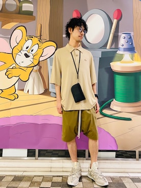 「RICK OWENS」｜「アイテム（財布/小物）」を使った、BFさん（メンズ・175cm）の夏コーディネート