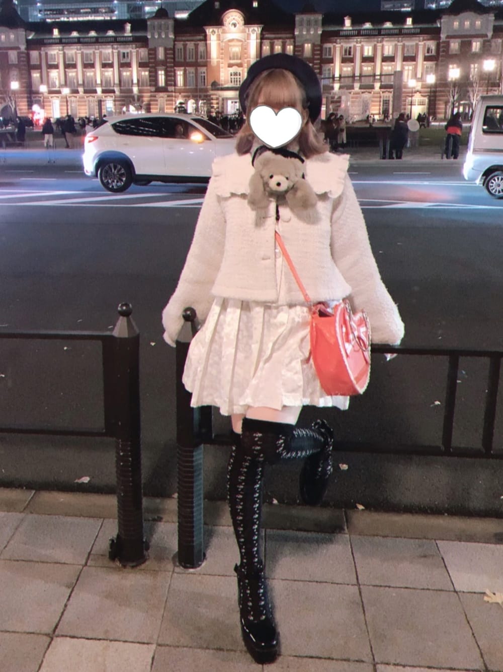 「クリスマス」｜「被宝園の可愛くて脱げないベレー帽（ハンチング/ベレー帽、ブルー系）」を使った、愛ゆえにさん（レディース・154cm）の冬コーディネートの1枚目の写真