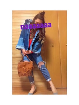 「フリンジデニム」｜「アイテム（デニムジャケット）」を使った、N A Aさん（レディース・159cm）の春コーディネート