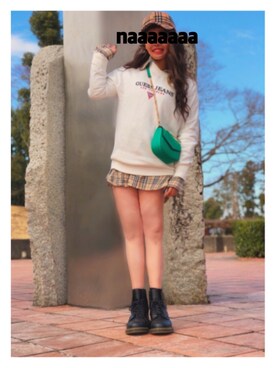 「ビッグシャツ」｜「アイテム（スウェット）」を使った、N A Aさん（レディース・159cm）の冬コーディネート