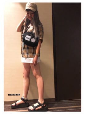 「Teva（テバ）のTeva / プラットフォーム ユニバーサル（サンダル）」を使った、N A Aさん（レディース・159cm）の夏コーディネート
