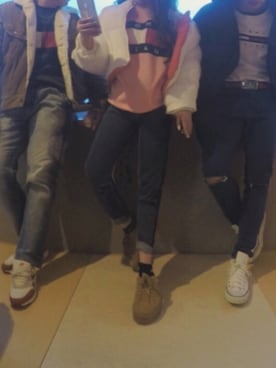 「Lee（リー）のアイテム（ブルゾン）」を使った、N A Aさん（レディース・159cm）の冬コーディネート