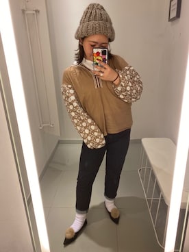 「ボリュームニット」｜「アイテム（アクセサリー）」を使った、N A Aさん（レディース・159cm）の秋コーディネート