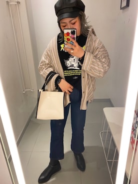 「ベージュシャツ」｜「アイテム（トートバッグ）」を使った、N A Aさん（レディース・159cm）の春コーディネート