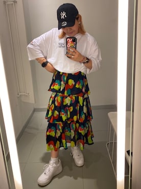 「RODEO CROWNS WIDE BOWL（ロデオクラウンズワイドボウル）のアイテム（スカート）」を使った、N A Aさん（レディース・159cm）の秋コーディネート