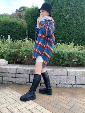 「ビッグチェック」｜N A Aさん（レディース・159cm）の冬コーディネート