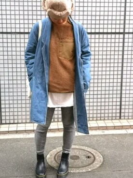 「ゆるカジ」｜「アイテム（帽子）」を使った、uki0929さん（レディース・165cm）の冬コーディネート