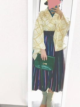 「着物」｜「アイテム（ハンドバッグ）」を使った、000rinrin000さん（レディース・156cm）の秋コーディネート