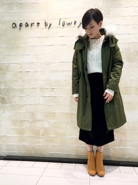 「A part by（アパートバイ）のアイテム（モッズコート）」を使った、sumireさん（レディース・157cm）の秋コーディネート