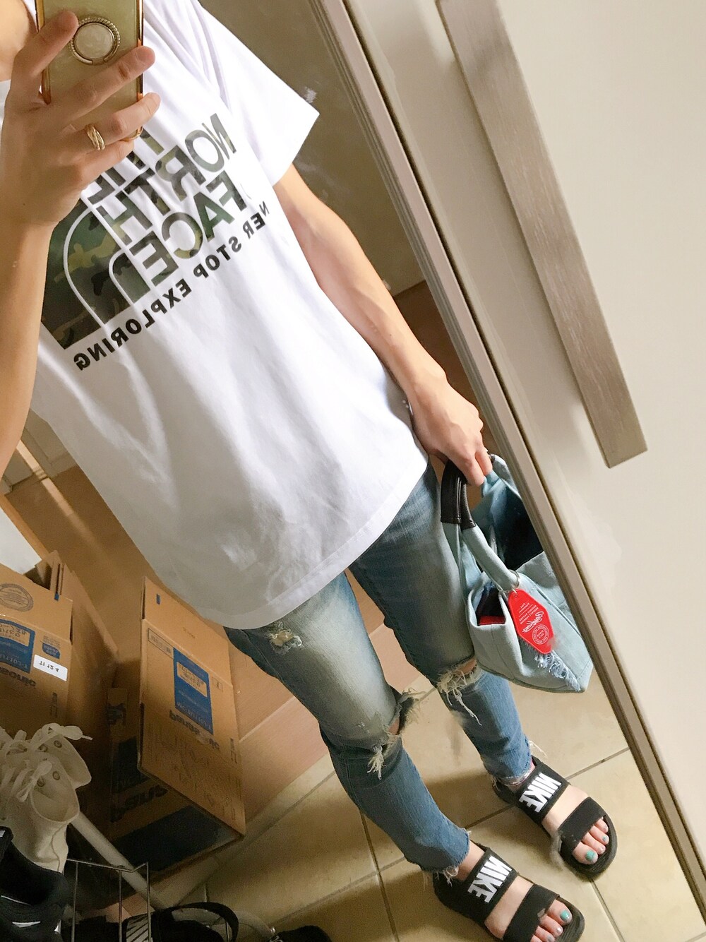 Asami◡̈さんの「THE NORTH FACE S/S CAMOUFLAGE LOGO TEE（THE NORTH FACE）」を使ったコーディネート