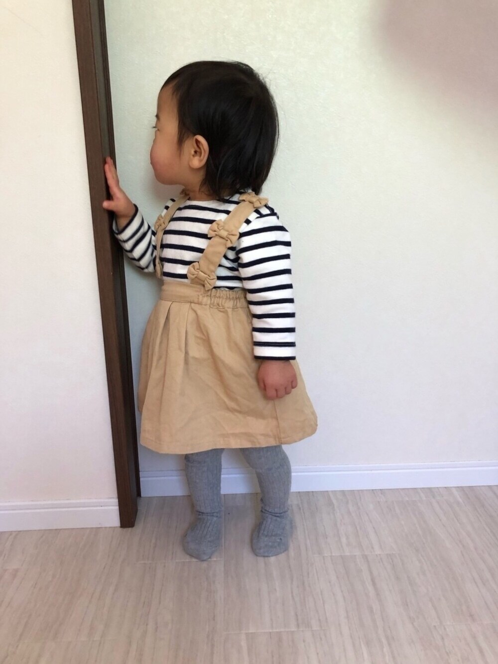 「女の子コーデ、やんちゃガール、1歳6ヶ月」｜「ZARA KIDSのアイテム（トップス、ホワイト系）」を使った、miiiさん（キッズ・80cm）の冬コーディネートの1枚目の写真