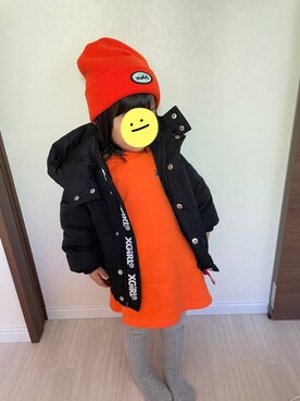 「アイテム（ブルゾン、ブラック系）」を使った、miiiさん（キッズ・80cm）の冬コーディネート