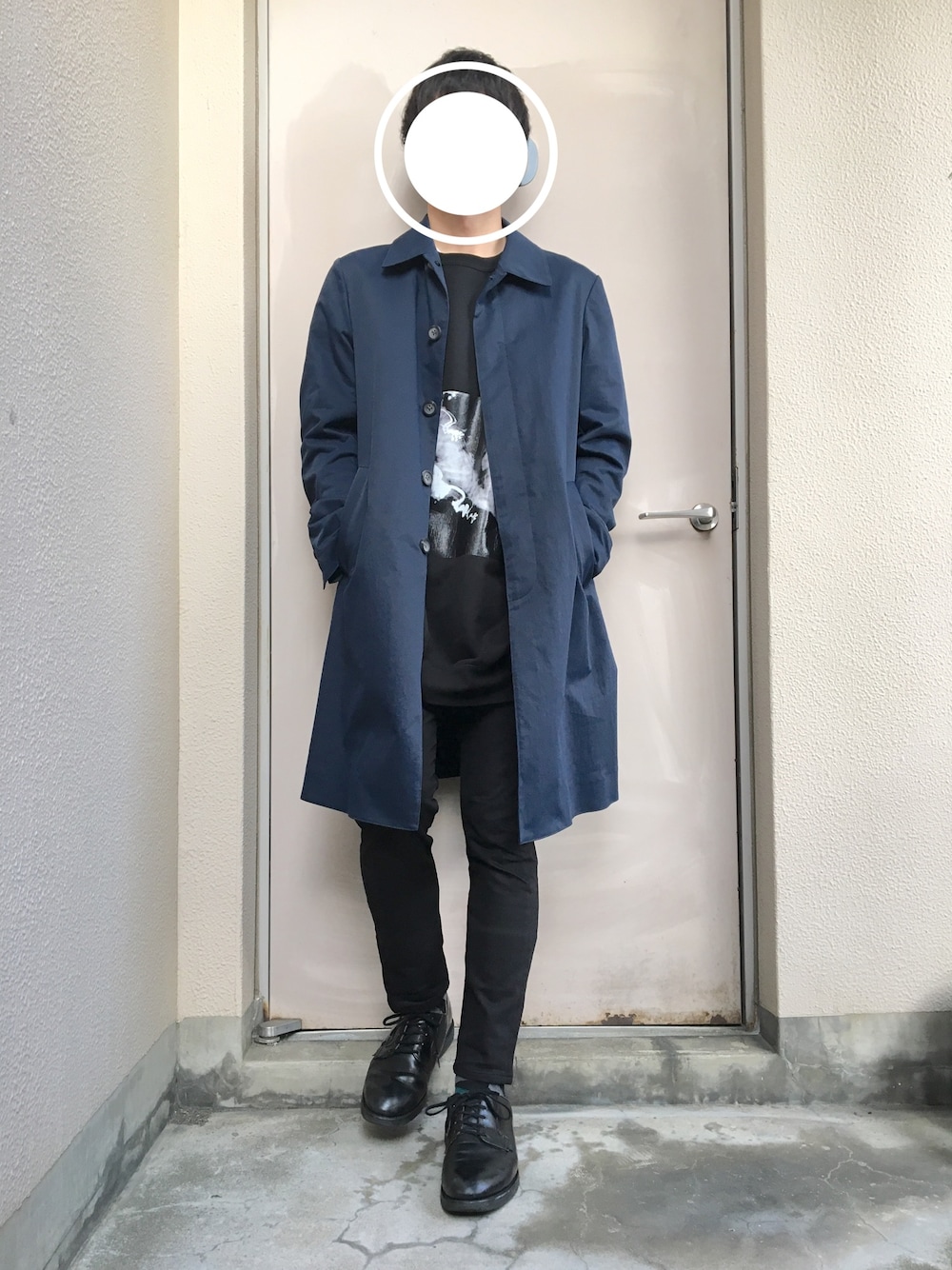 「HAREのアイテム（スウェット、ブラック系）」を使った、えにーさん（メンズ・170cm）の秋コーディネートの1枚目の写真