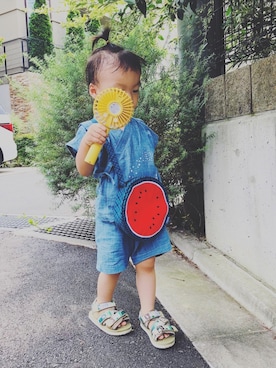 「BOBO（ボボ）のアイテム」を使った、sho&shoさん（キッズ・90cm）の秋コーディネート