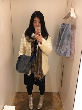 「LIPSERVICE（リップサービス）のアイテム（その他アウター）」を使った、Eri Suzukievaさん（レディース・157cm）の冬コーディネート