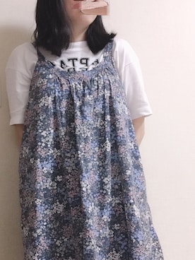「usedのアイテム（ワンピース、ブルー系）」を使った、㌔さん（レディース）の春コーディネート