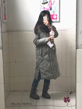 「学校」｜「アイテム（ピーコート）」を使った、Nrbabyさん（レディース・162cm）の冬コーディネート