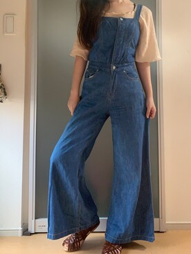 「Ungrid（アングリッド）のアイテム（オールインワン・サロペット、ブルー系）」を使った、ぱややさん（レディース・160cm）の夏コーディネート