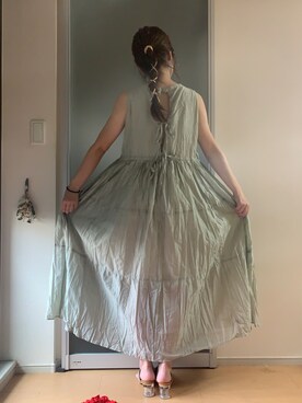 「Kastane（カスタネ）のアイテム（ワンピース/ドレス、グリーン系）」を使った、ぱややさん（レディース・160cm）の夏コーディネート
