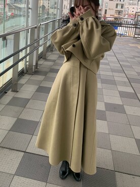 「FLENのアイテム（ジャケット/アウター、ベージュ系）」を使った、ぱややさん（レディース・160cm）の冬コーディネート