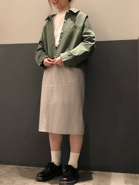 「Dr. Martens（ドクターマーチン）のDr.Martens / ドクターマーチン 1461 3EYE GIBSON SHOE 3ホール ギブソン シューズ ブーツ（ブーツ）」を使った、moeさん（レディース・156cm）の冬コーディネート