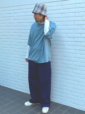「MAISON SPECIAL（メゾンスペシャル）の《ユニセックスアイテム》NORITAKE/ノリタケ スムースプライムオーバーTシャツ【MAISON SPECIAL/メゾンスペシャル】（Tシャツ/カットソー、グリーン系）」を使った、takahirouedaさん（メンズ・175cm）の春コーディネート