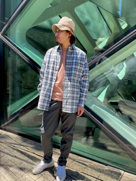 「MAISON SPECIAL（メゾンスペシャル）の《ユニセックスアイテム》GETZNER/ゲッツナー プライムオーバーシャツ 【MAISON SPECIAL/メゾンスペシャル】（シャツ/ブラウス、グリーン系）」を使った、takahirouedaさん（メンズ・175cm）の春コーディネート