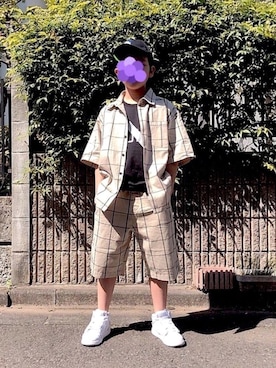 「息子」｜「アイテム（帽子）」を使った、ちゃあさん（レディース・154cm）の春コーディネート